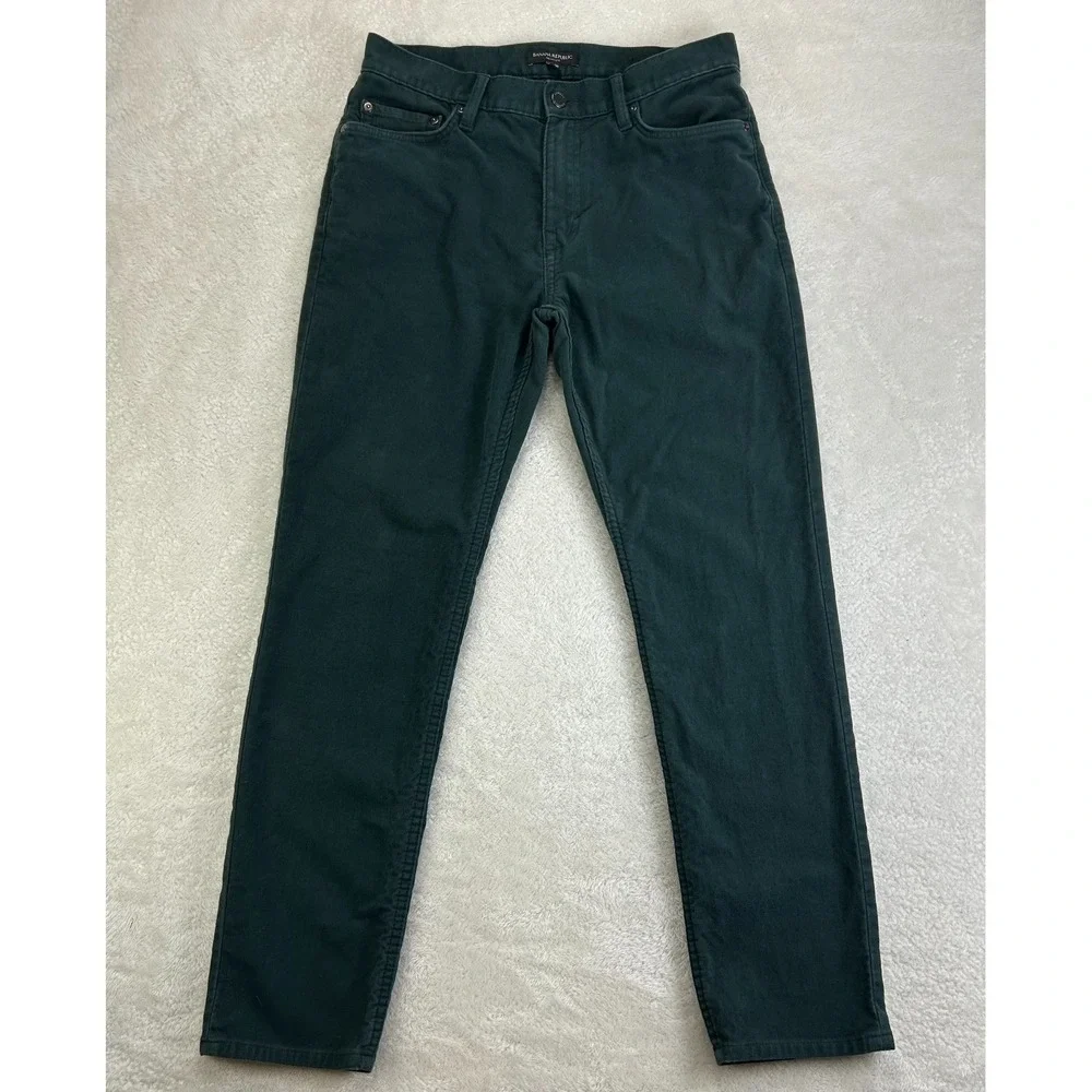 Banana Republic Brushed Pants Mens 31x30 Emerald Green Mid‎ Rise Slim Fit Casual